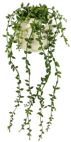 Künstliche Pflanze Senecio Hängepflanze Hänger Sukkulenten Wanddeko Kunstblume Kunstpflanze hängende rankende Pflanze Efeu Grünhänger Grünpflanzen Zimmerpflanze Dekopflanze Girlande