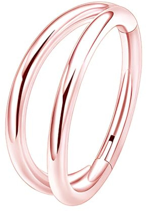 Decentraland 1 Stück 16G Silber Durchmesser 8 mm 316L Doppelring aus Edelstahl mit Scharnier Nasenring Knorpelohrring Septumringe Daith-Tragus-Ohrringe Segment-Clicker-Lippenpiercing-Schmuck