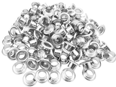 Lot de 100 œillets en métal de 6 mm avec rondelles pour chaussures, vêtements, ceinture, sac, projet de bricolage (argenté)