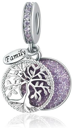 LSxAB Breloques étincelantes Arbre de Vie pour la famille Compatibles avec les bracelets Pandora, 4.5mm-5.0mm, Cuivre, Pas de gemme