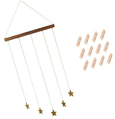 RORPOIR Portafoto Da Parete in Legno Ciondolo in Design Scandinavo Ornamento Per Esposizione Di Foto Decorazione Da Parete Pendenza Stella