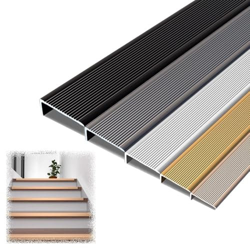 IMUNKT StufenKantenschutzprofil 50cm-140cm, Treppenkantenprofil Antirutsch Aluminium Winkelprofil, Breite:50mm Höhe:30mm, Treppenwinkel, Treppenprofil Für Innen Außen(Silver,L100cm/40in)