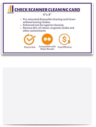 UBICON Cleaning Cards for Large Transport Check Scanners, 4 x 8, 25 Pack