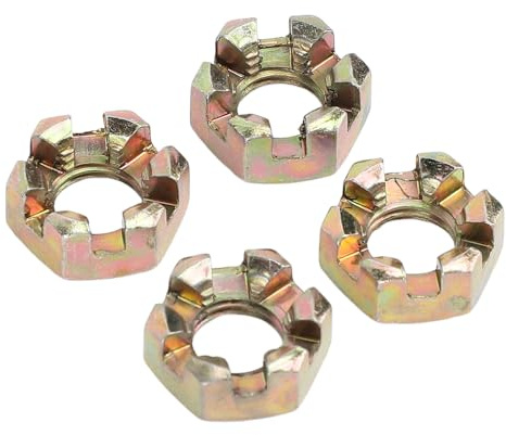 Dadi a Taglio Esagonale, 4 Pezzi M10 Dadi a Taglio Esagonale in Lega di Acciaio Placcatura in Zinco Dado Castello Alxe per Quad 50 a 100 Quad Dirt Bike ATV Go Kart