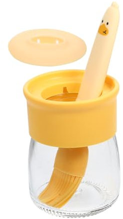 OFFSCH Silikon Ölflasche Mit Backpinsel Hitzebeständig Basting Brush Für Grillen Backen Bbq Küchenölspender Praktische Gelb