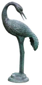 Generisch Bronze-Skulptur Kleiner Reiher | Kopf zum Rücken | 23x13x47cm | Tierfigur aus Bronze handgefertigt