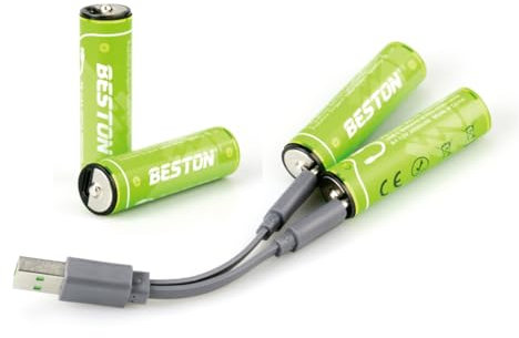 Wiby 4 Batterie Ricaricabili 1,5V Stilo AA da 3000mWh e 2000mAh al Litio | Ricarica USB-C Rapida + Cavo 4-in-1 | Tensione Costante | BMS Integrato | Ultra-leggere
