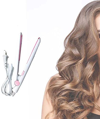 Fer à lisser 2 en 1 Mini Lisseur Cheveux Chauffage Rapide en Céramique Tourmaline Portable Lisseur pour Cheveux courts, frange, cheveux fins (white)