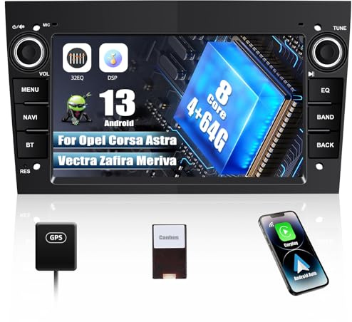 [8-Core 4+64G] CAMECHO Android 13 Radio Coche para Opel Corsa d/Astra h/Zafira b/Meriva con CarPlay&Android Auto&DSP,7 Pulgadas Pantalla Táctil con GPS WiFi Bluetooth 32EQ FM RDS Radio