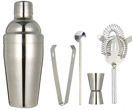 Juego de 5 cocteleras de Acero Inoxidable, hervidor, coctelera, Filtro para Bebidas, Cuchara, 250 ml, 350 ml, 550 ml y 750 ml. Tamaño: 350 ml. Un Color. 350 ml.