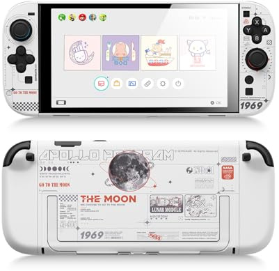 GeekShare Funda para Switch 2 (2025), Switch 2, funda Dockable Shell Compatible con Switch 2, resistente a los arañazos, antigolpes (programa de aterrizaje lunar (blanco))