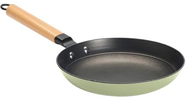 QDESIGN Poêle à frire ultra légère en fonte structure nid d'abeille avec manche en bois, extra anti-adhésif anti-rayures sans PFOA - tous feux dont induction - Vert, Ø 24cm