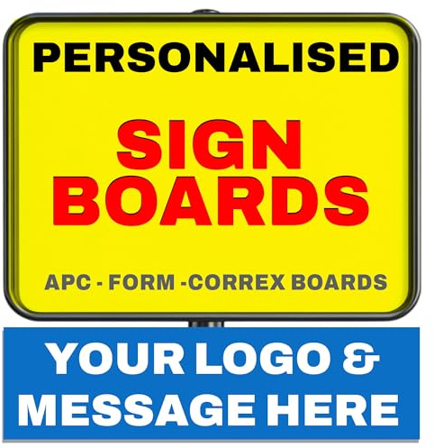 Custom Laminated Sign Sticker – Personalised Outdoor & Indoor Business Sign, Add Your Own Text/Wording – Durable Waterproof Vinyl for Glass, Metal, Plastic for Home, Shop, Office (Sticker Only)