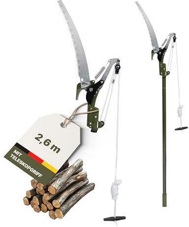 NovaTerra Sega da potatura con manico telescopico 2 in 1, sega per potatura con manico regolabile, taglia pulita e veloce, regolabile in altezza, 2,6 m
