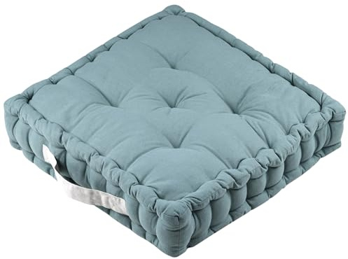 TIENDA EURASIA – Cojines Sillas Terraza | Material Algodón Acolchado | con Asa Resistente | Medidas 45x45x10 cm | Forma Cuadrado | para Asiento en el Suelo, Sillas o Palets (Jade)