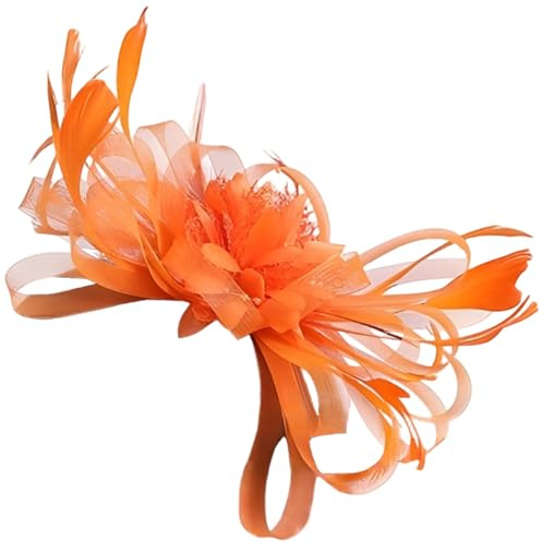 Fascinator Hut Orange Feder Hochzeit Haarspange Teeparty Kopfbedeckung Pferderennen Haarteil
