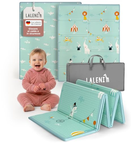 Laleni tappeto gioco bambini pieghevole 120x150x1cm - tappeto bambini impermeabile - tappeto gioco neonato isolante - morbido e protegge dal freddo del pavimento outdoor e indoor - design circo