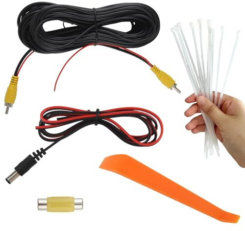 Vaskula Cable RCA Video Male Male 10M Cable Camera de recul 1 Adaptateur RCA Femelle Femelle et 1.2M Câble D'alimentation DC Câble D'extension Convient aux Voitures aux Parkings et aux écrans
