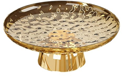 DimyFew Obstschale mit Sockel, Speiseteller, Praktisch Und ästhetisch, Serviertablett Und Snacks, Ideal Als Esstischdekoration, Gold