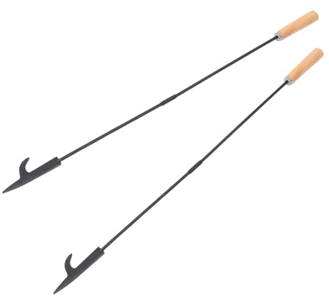 VICASKY Attizzatoio per Stufa e Braciere a Legna con Manico in Legno Set da 2 Pezzi Resistente al Calore Portatile per Uso Interno ed Esterno per Barbecue Caminetti e Falò