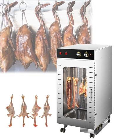 Deshidratador de alimentos comercial giratorio de 360°, horno ahumador de salchichas comercial y secador de carne curada, adecuado para salchichas, tocino, pollo, etc.(20 Catties Per Time)