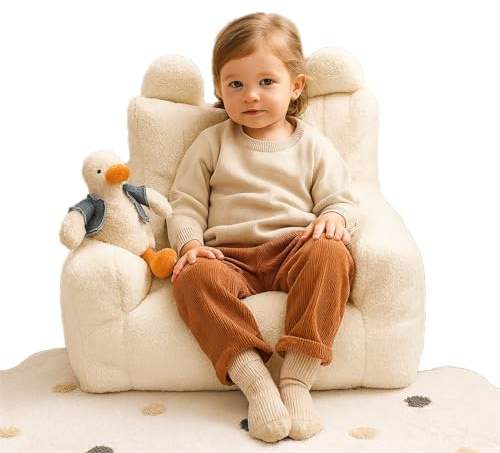 oyptmsh Fauteuil Enfant Canapé Mouton Très Confortable | Chaise Salle de Jeux Sécurisé e avec Rembourrage | Pouf Intérieur/Extérieur Durable | et Lavable | pour Enfants 1-7 Ans (Beige)