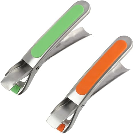 2PCS Stainless Steel Hot Plate Gripper, Heat Resistant Kitchen Silicone Tongs for Lifting Hot Bowls and Plates, Anti Scald Kitchen Tongs for Oven Microwave, Non Slip Dish Gripper Clip (Green & Orange)