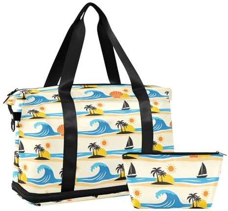 Palm Tree Summer - Bolsa grande impermeable para fin de semana con artículos de aseo para senderismo