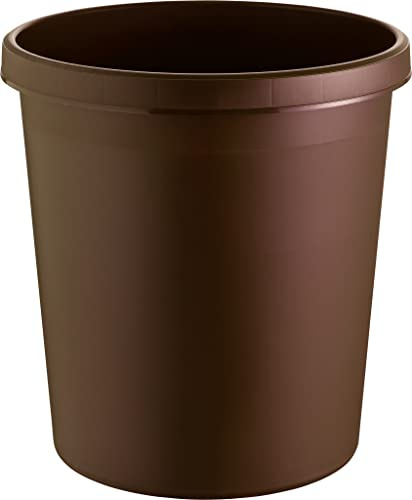 helit H6105875 - Papierkorb the german 18 Liter, braun, mit umlaufendem Griffrand, aus Kunststoff, 1 Stück | Aus Kunststoff mit umlaufendem Griffrand für komfortables Tragen