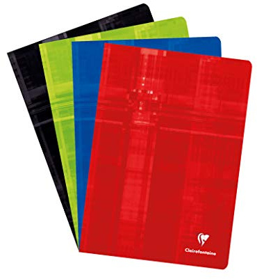 Clairefontaine 31244C - Schulheft / Heft DIN A4 21x29,7cm, 40 Blatt 90g, kariert 4x4 mm, geheftet, farbig sortiert, 1 Stück