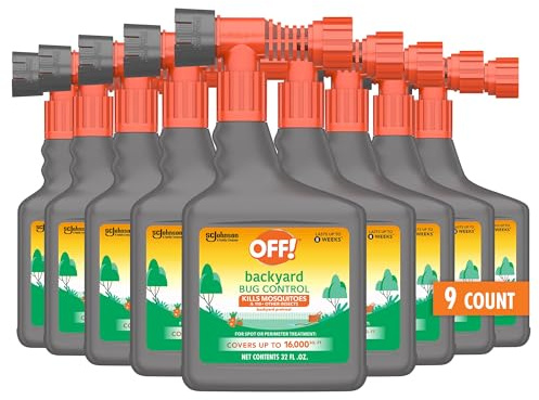OFF! Backyard Bug Control Yard Pretreat Hose End Sprayer Kills and Repels Insects Covers up to 16,000 Square Feet Outdoor Use 32 Ounce (Pack of 9)