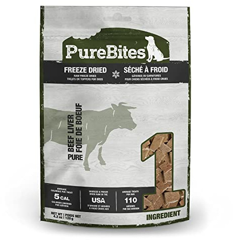 PureBites Beef Liver Freeze Dried Dog Treats, 1 Ingredient, Made in USA, 4.2oz