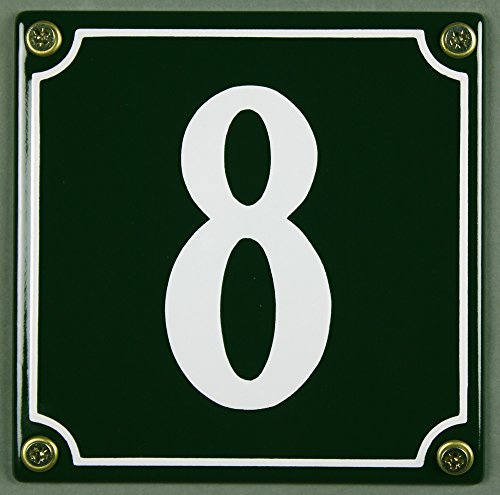 Buddel Bini Wetterfestes Emaille Hausnummernschild 8 12 x 12 cm, sofort lieferbar, grün