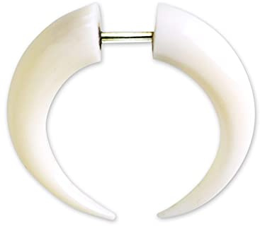 Fly Style Ohrringe Ohrstecker Fake Ohrdehner Expander Plug aus Horn oder Knochen mit Schraubverschluss - Natur Damen Schmuck
