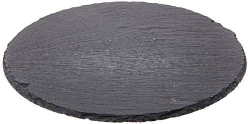 Cilio Tabla de queso redonda de pizarra, bandeja de piedra natural para servir queso, embutidos, sushi, aperitivos y más, color negro, 11 pulgadas de diámetro