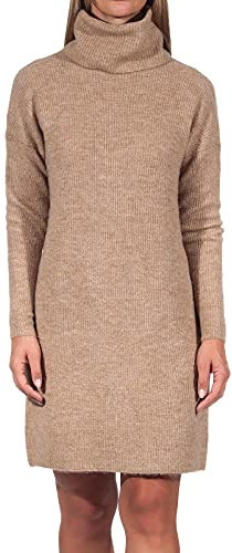 ONLY Onljana L/s Cowlneck Dress Wool Knt, Vestito Donna, Marrone (Indian Tan Detail: W. Melange), 42 (Taglia Produttore: Small)