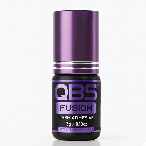 QBS® Fusion Eyelash Extension Glue, 7 Week Retention, Black Adhesive (3g) | Professional Adhesive for Lash Extensions, Long Lasting Eyelash Glue, Waterproof Bonding for Semi Permanent Lashes
