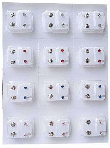 1 Caja De Aretes De Stud Espárragos Colores Mezclados del Oído para Perforación Pistola Decoraciones para El Pendiente De Las Mujeres De Reemplazo