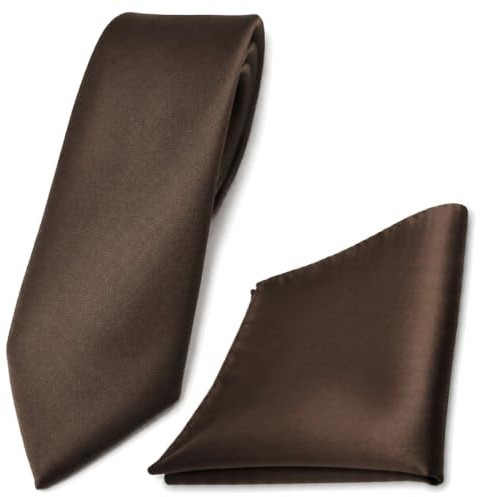 TigerTie Krawatte & Einstecktuch Set Herren Hochzeit Business, schmal 6 cm Polyester
