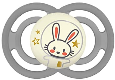Mam Perfect Night Leuchtender Schnuller aus Silikon Skinsoft mit Schnullerhalter, 16 Monate, Beige