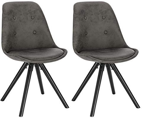 WOLTU Esszimmerstühle 2er Set, Küchenstuhl, Skandinavisch Design, schminktisch Stuhl, Loungesessel, Polsterstuhl, Retro Design Gepolsterter Stuhl, Sitzfläche aus Stoffbezug, Anthrazit, BH268an-2