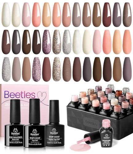 beetles Gel Polish 23 Pcs Bare Collection Soak Off UV Gel Set Nude Glitter
