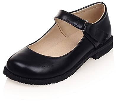 Ballerines plates pour femme chic fermé bout rond boucle cheville Mary Jane chaussures plates décontractées bureau, Noir , 37 EU