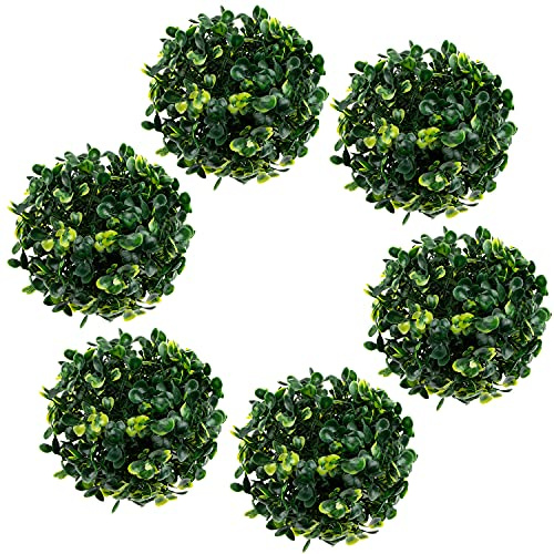 Azure Zone, Künstliche Buchsbaum-Formschnitt-Pflanzenkugeln, dekorativer Grünfüller für Garten, Haus, 6 Stück, 10,2 cm