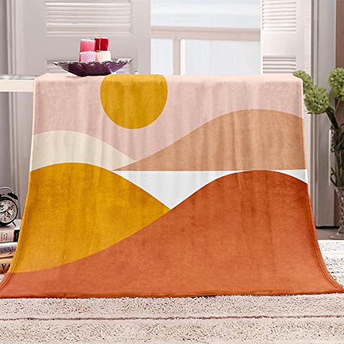 Surwin Plaid Couverture Polaire Flanelle en Microfibree Adulte Enfant 1 Personne, Ultra Douce Chaude Peluche Imprimé Soleil 3D Patchwork Couverture de Lit Jeté de Canapé (Montagnes,150x220cm)