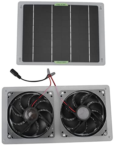 Solarpanel Lüfter Kit, 100W 12V Solar Lüfter für Den Außenbereich, Wasserdicht, Tragbarer Mini Ventilator mit Doppeltem Abluftventilator, Solarpanel Lüfter Kit für Wohnwagen Gewächshaus
