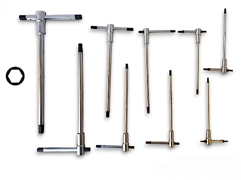 TANIASHOP Set di chiavi esagonali a T con aggancio multiplo ed asta scorrevole 9 pezzi 2,5-10mm Cromo Vanadio