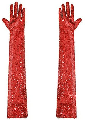 Agoky Damen Pailletten Handschuhe Abendhandschuhe Ellenbogen Lang Party Hochzeit Braut Armstulpen Fäustlinge Gloves
