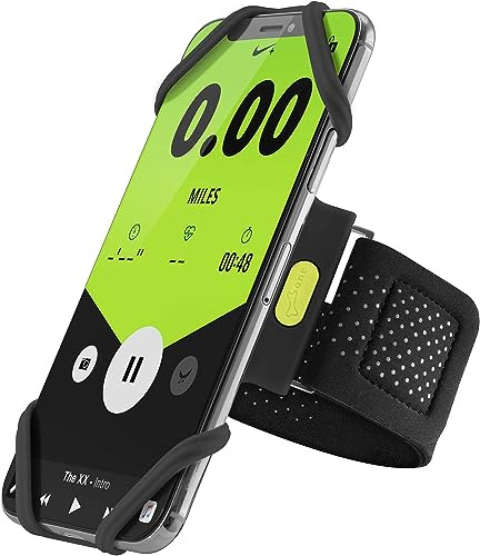 Bone Run Tie Laufarmband Handy Armband Joggen Sportarmband, hautfreundliches Silikon DoppelSchicht-Design für Wärmeableitung, Handyhalter iPhone Sportarmband, 4,0–6,7 Zoll (Schwarz/XS, XS (16-19cm)