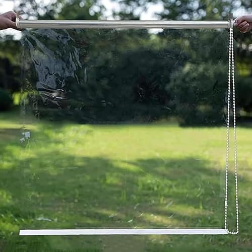 Outdoor Clear Roll Up Blinds,0.5mm Thick Transparent PVC Roller Shades Blind,Waterproof Vinyl Window Shades,Rainproof Curtain for Bedrooms,Bathroom,Easy To Instal,Custom,WxH (100x180cm(39.4x71in))